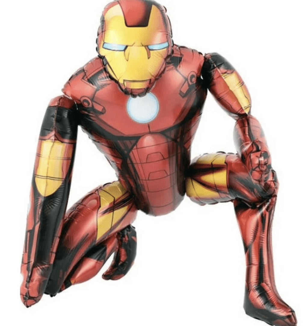 iron man superhero balloon airwalker red and gold decoration, happy birthday kids party number 6 years old kids