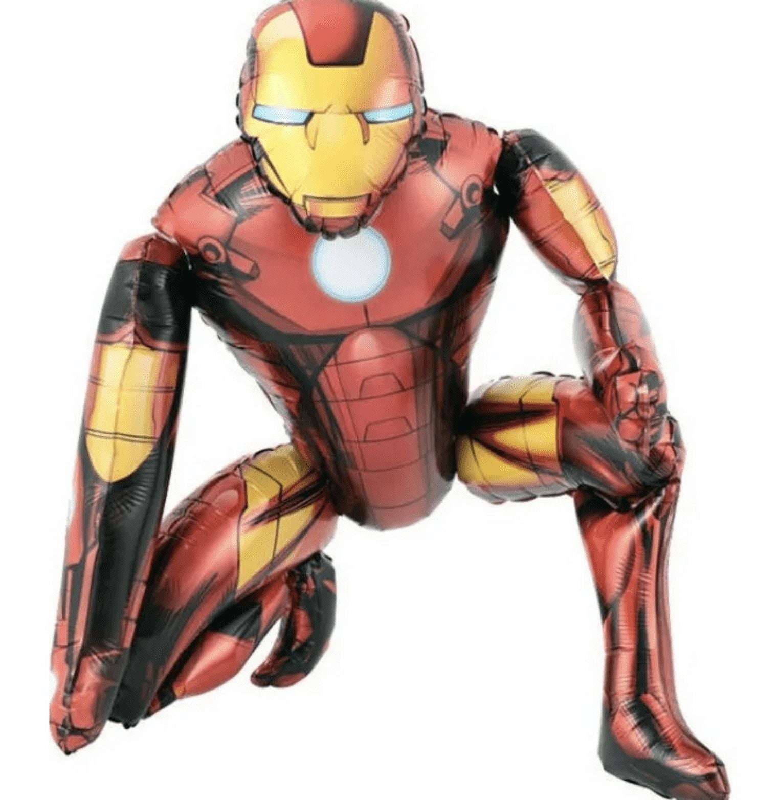 iron man superhero balloon airwalker red and gold decoration, happy birthday kids party number 6 years old kids