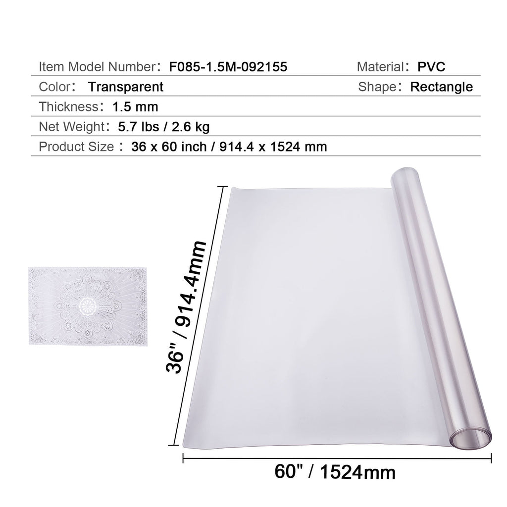 KFFKFF Frosted Desk Protector, 36x60 in, 1.5mm Thick, Rectangle, PVC, Water-Resistant & Simple to Clean, Ideal for Office, Dining, or Nightstand