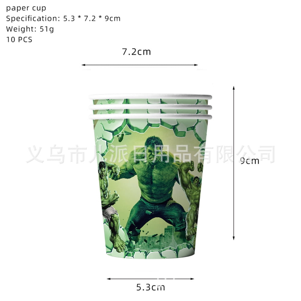Hulk 144/164 PCS Party Supplies, Party Tableware, Disposable Paper Plates- Napkins-Forks Dinnerware Set