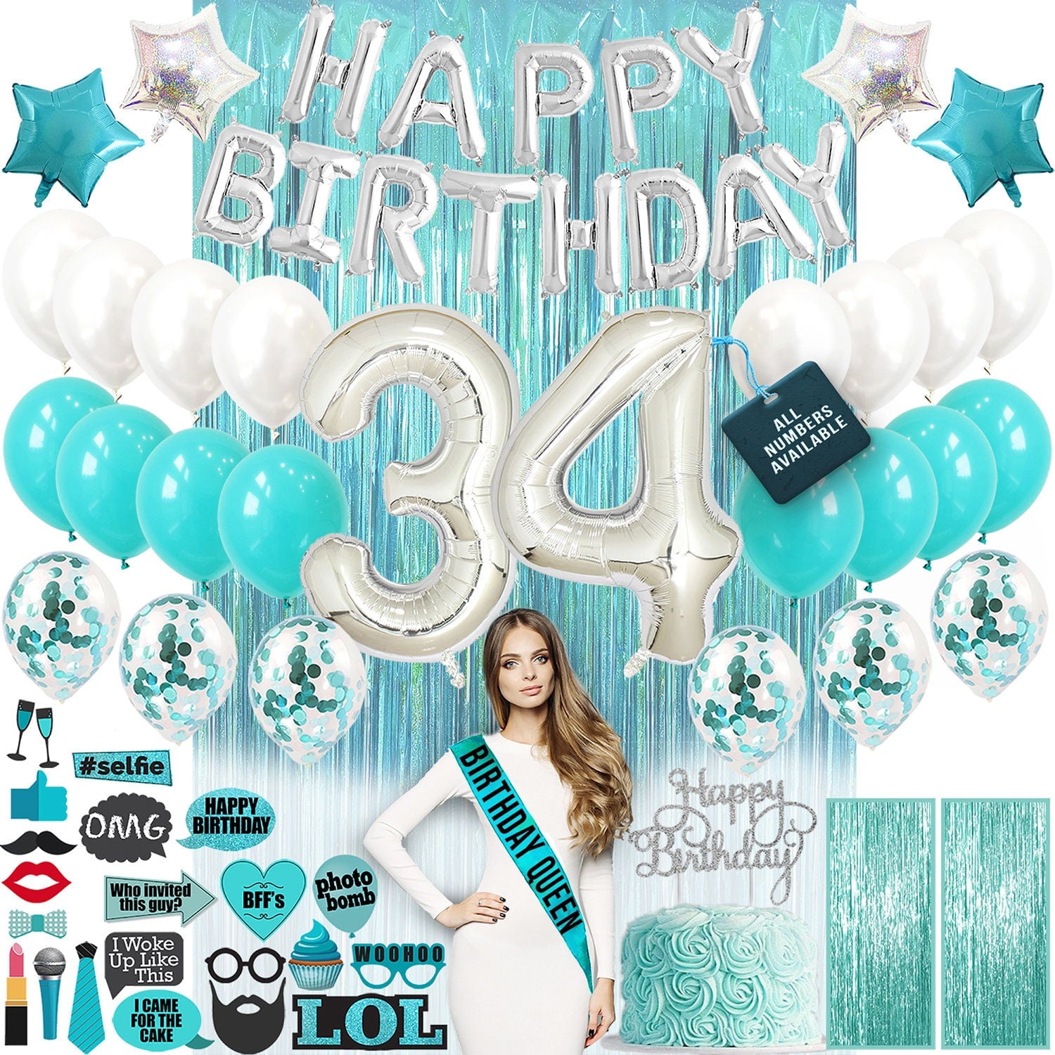 4th Birthday Decorations Party Supplies, Rose Gold 4Number Balloons 4th Foil Mylar Balloons Latex Balloon Decoration 4th Birthday Gifts