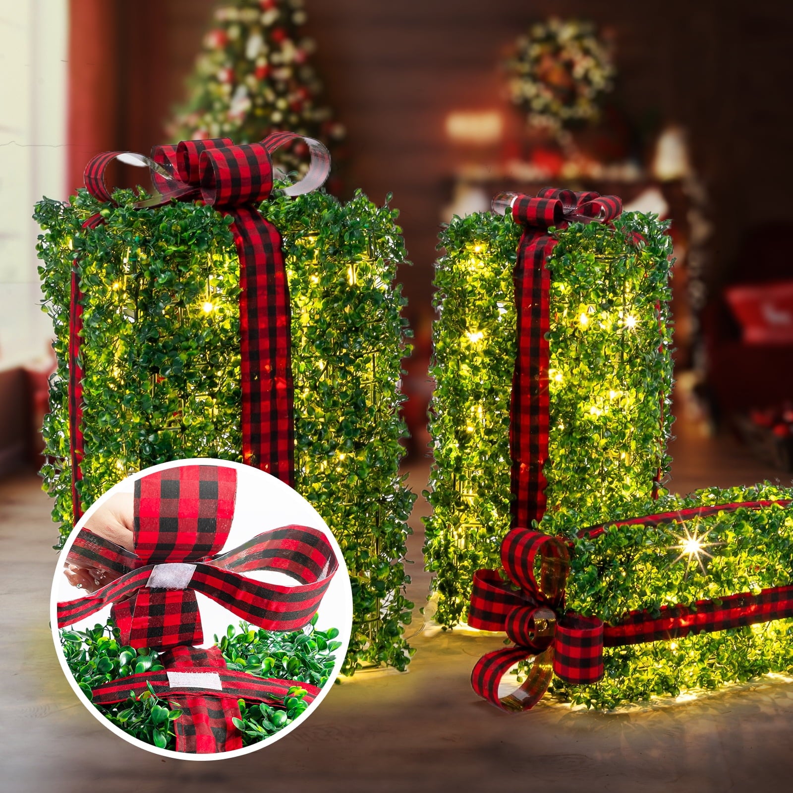 Ktaxon 3pcs Lighted Gift Boxes Decorations Christmas Tree Decor Lighted Gift Boxes