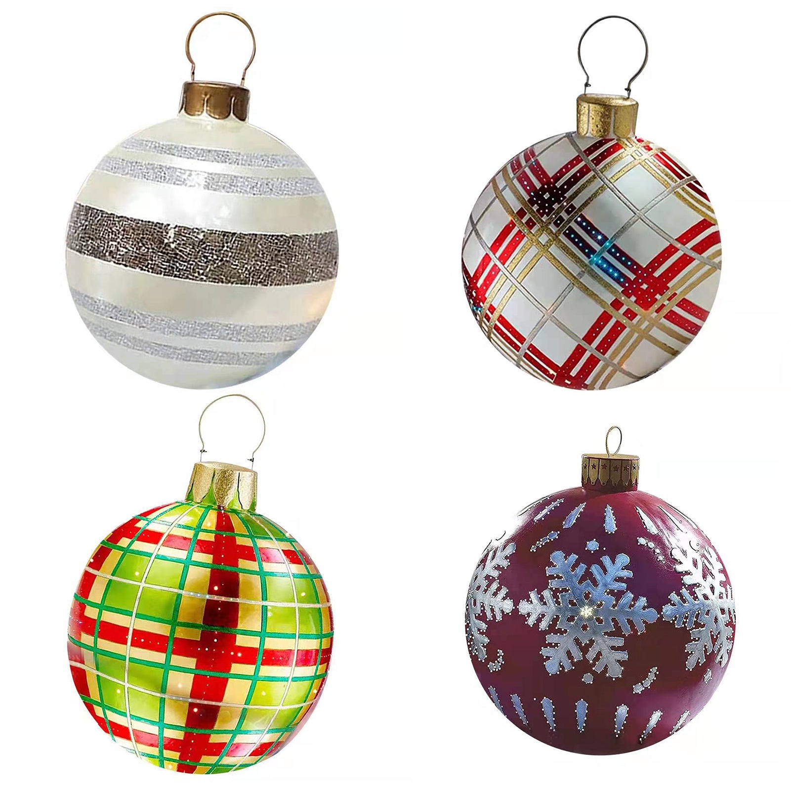 UDIYO Christmas Balls Hanging Hole Inflatable Decorative Golden Snowflake Xmas Party Balloon for Christmas