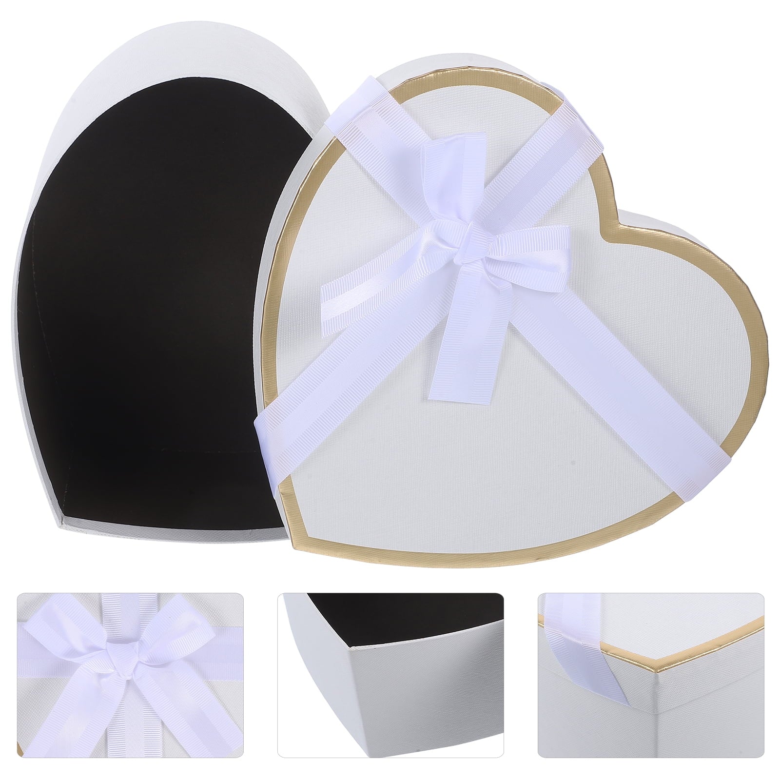 Masteelf 3 Sets  Wedding Gift Boxes Heart Shaped Empty Gift Boxes Portable Paper Gift Wrapping Box