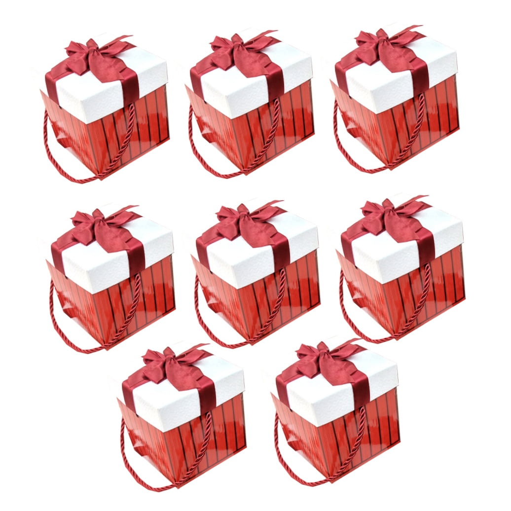 WHAMVOX Red Synthetic Material Gift Box for Storage Portable Christmas Packaging 8 Pieces