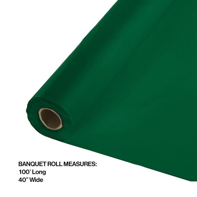 Hunter Green Plastic Banquet Roll, 100ft x 40in
