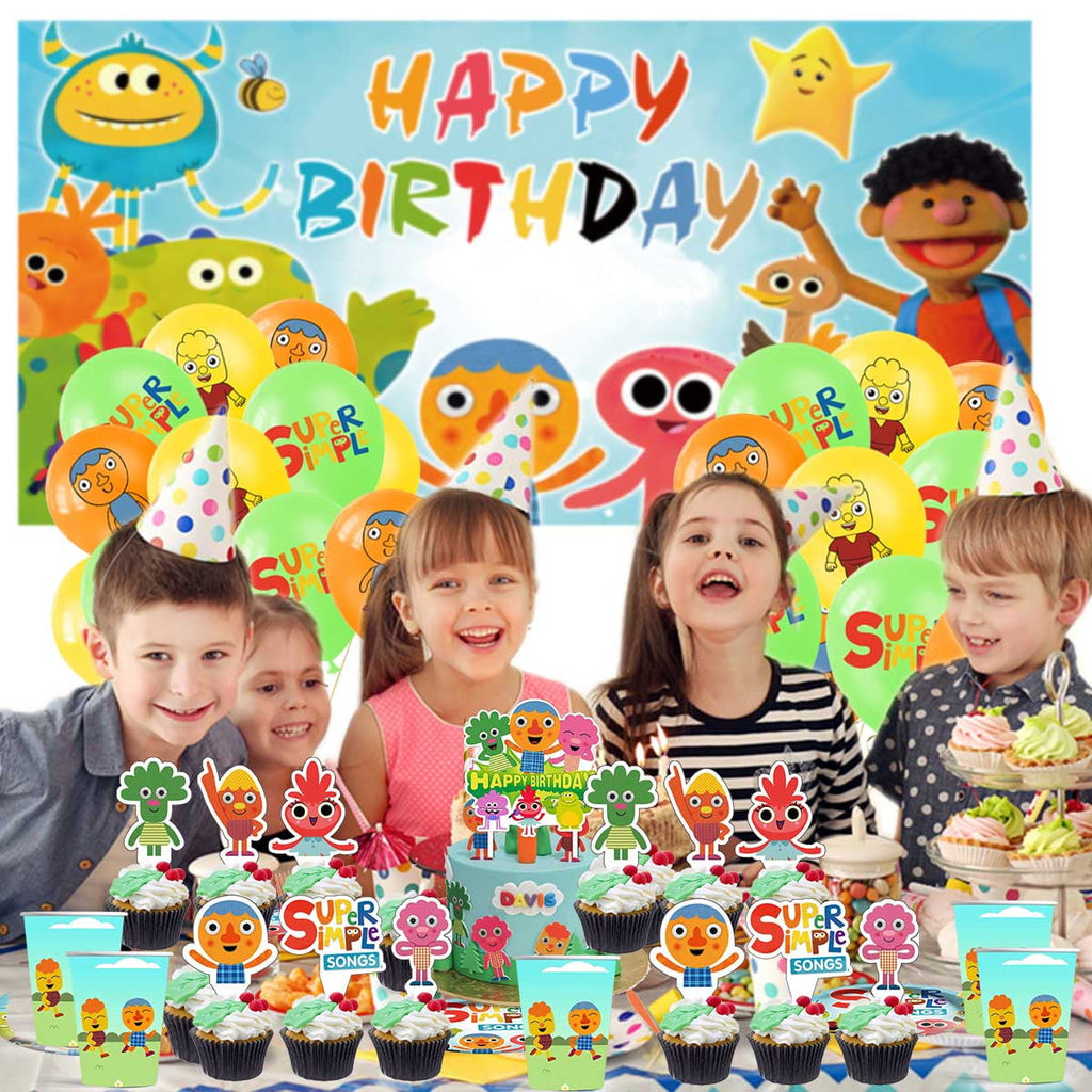 Super Simple Songs Party Decorations Plates Tableware Banner Backdrop Balloons Birthday Decor Cake Topper Fans