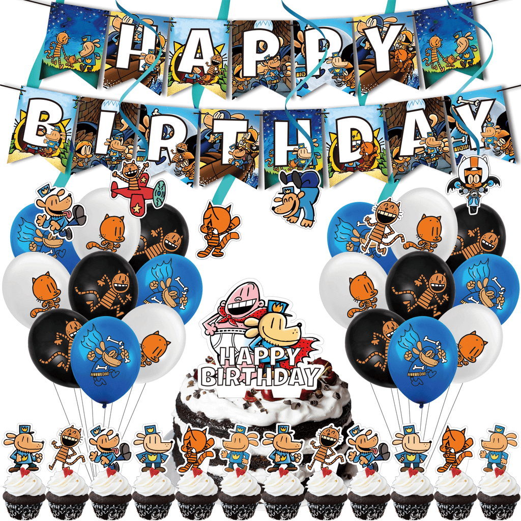 38 Pcs For Dogs Man Birthday Party Decorations,With 1 Happy Birthday Banner Garland,6 Hanging Swirls,13 Cupcake Toppers,18 Balloons for Party Supplies
