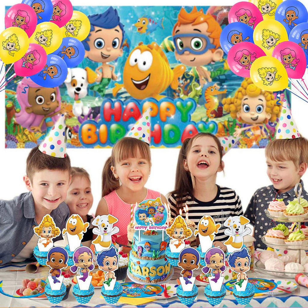 Bubble Guppies Birthday Party Supplies Balloons Plates Decoration Cake Topper Decor Tableware Banner Backdrop