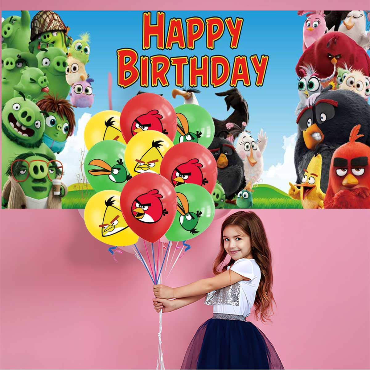 Angry Birds Plates Balloons Party Supplies Decor Backdrop Cake Topper Banner Decorations Tableware