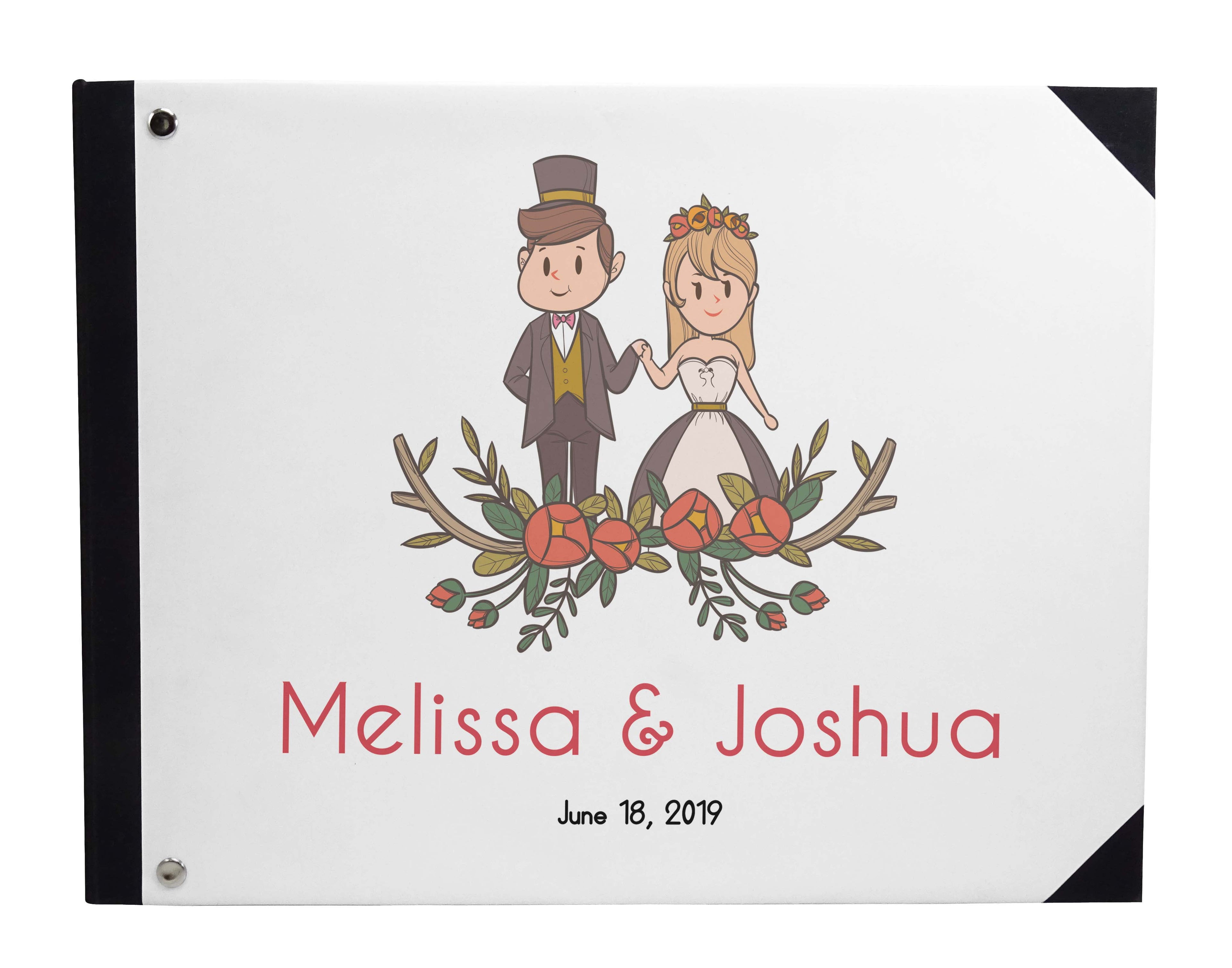 Darling Souvenir White Geometric Wedding Guest Book Hardbound Guest Sign-In Book Guest Registry Guestbook-9 x 12 Inches