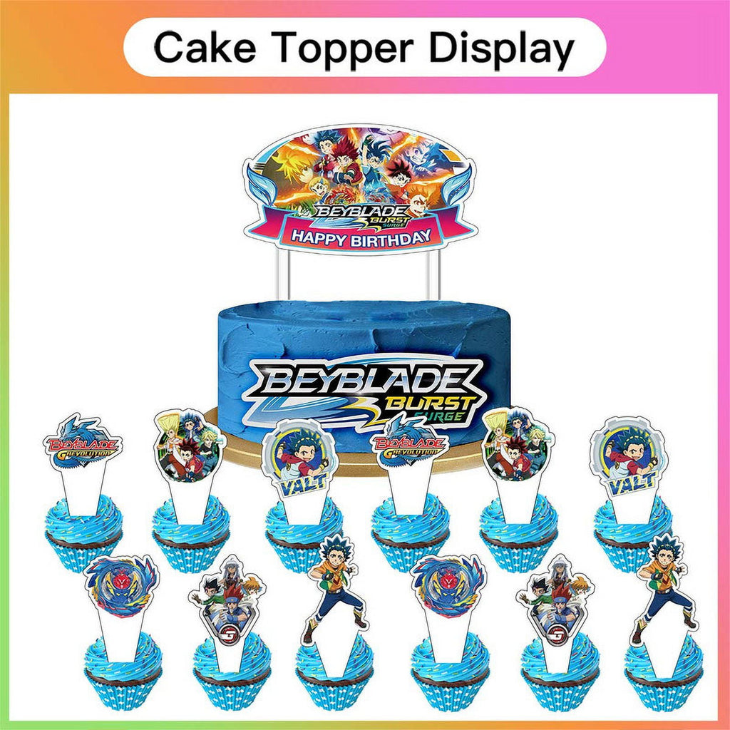 Beyblade Birthday Party Supplies Balloons Plates Decoration Cake Topper Decor Tableware Banner Backdrop