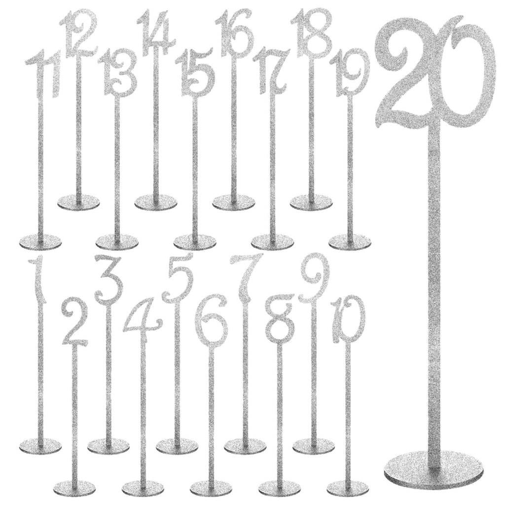 GUOOL Table Numbers, Decorative Table Number Holders, Wood Table Number Cards with Base, Place Card Holders for Wedding Anniversary 20pcs