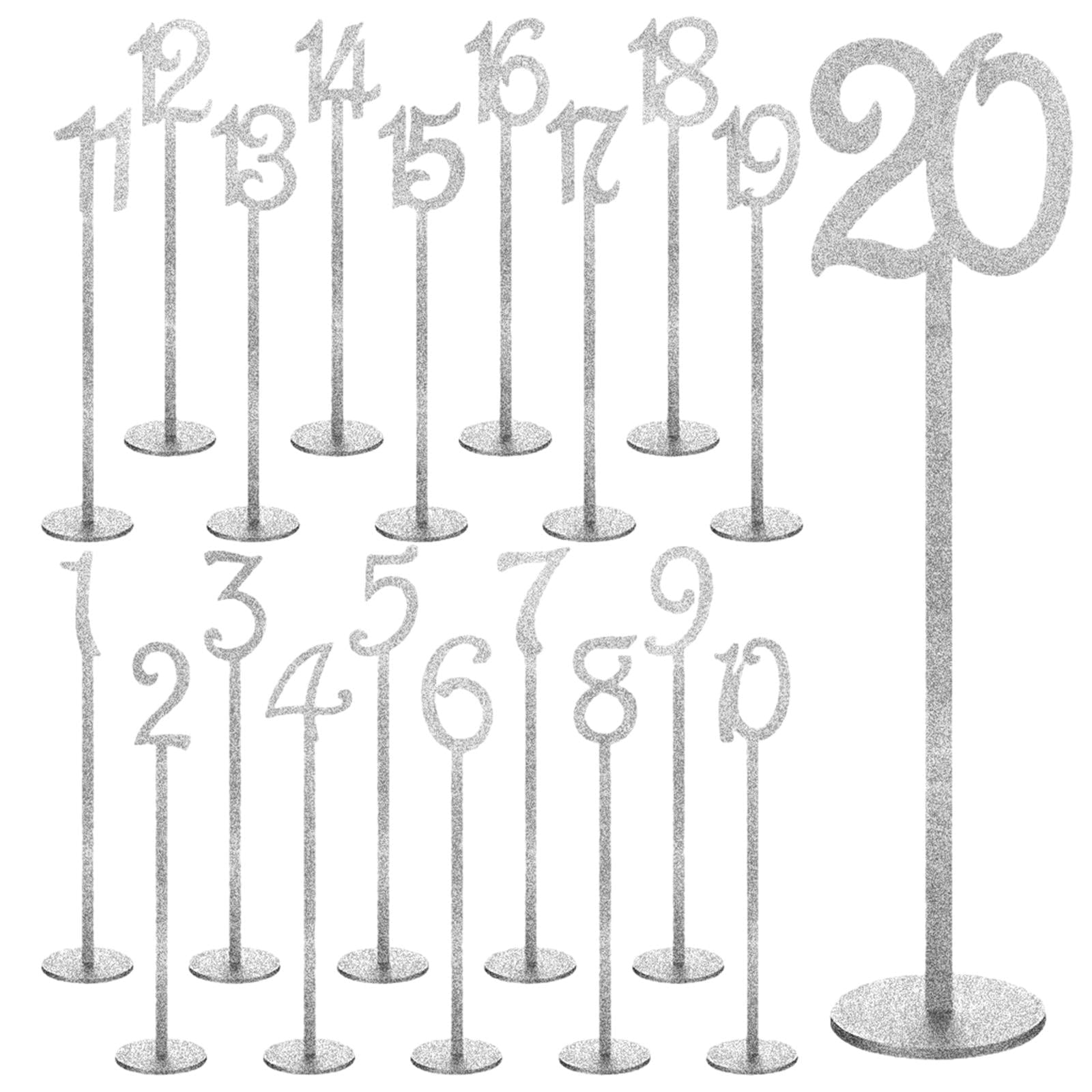 GUOOL Table Numbers, Decorative Table Number Holders, Wood Table Number Cards with Base, Place Card Holders for Wedding Anniversary 20pcs