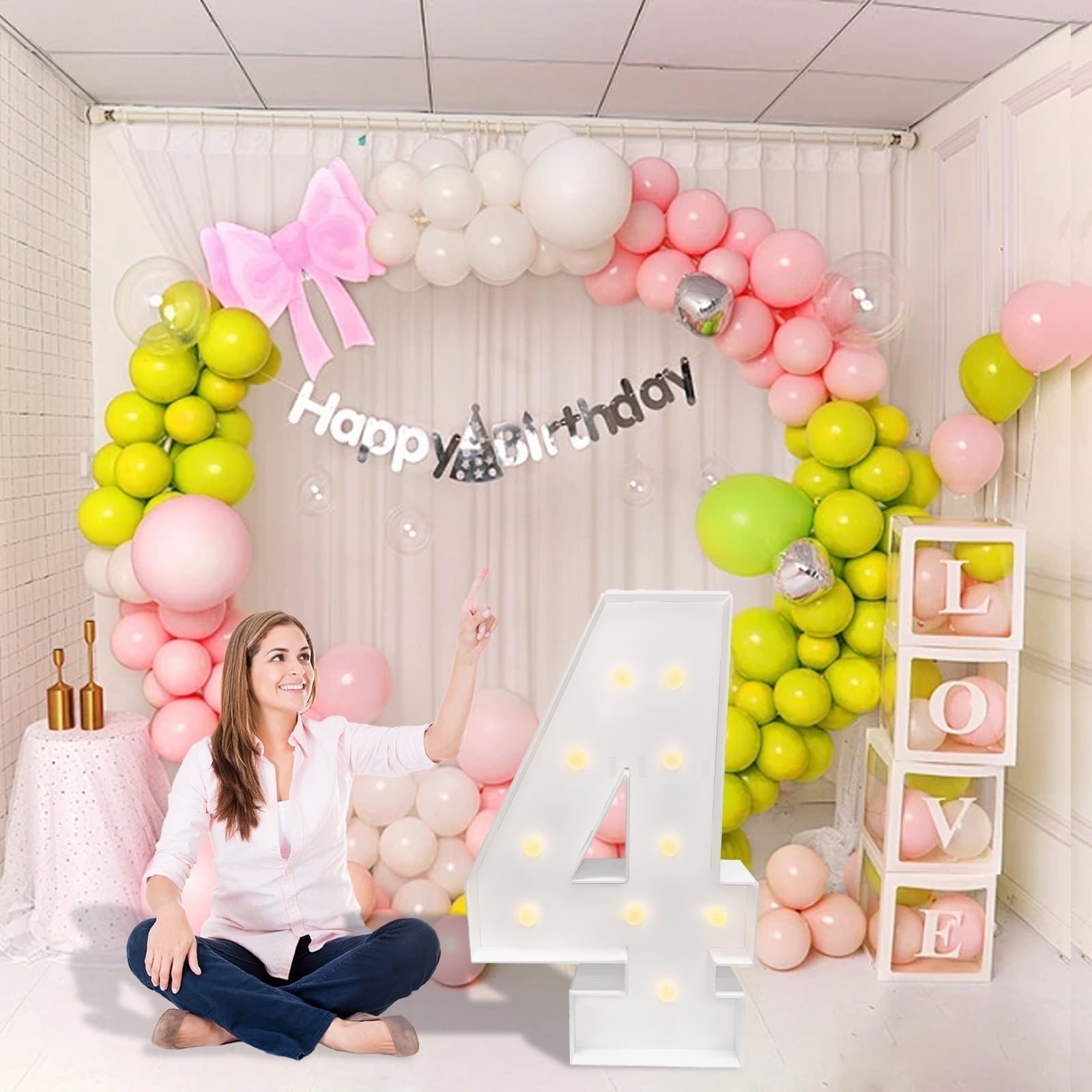 3FT Light Up Marquee Numbers, Warm LED Large Lighted Marquee 2 for 12st 20th 21st Birthday Decoration, Giant Mosaic Light up Number Balloons Anniversary Party Wedding Decoration