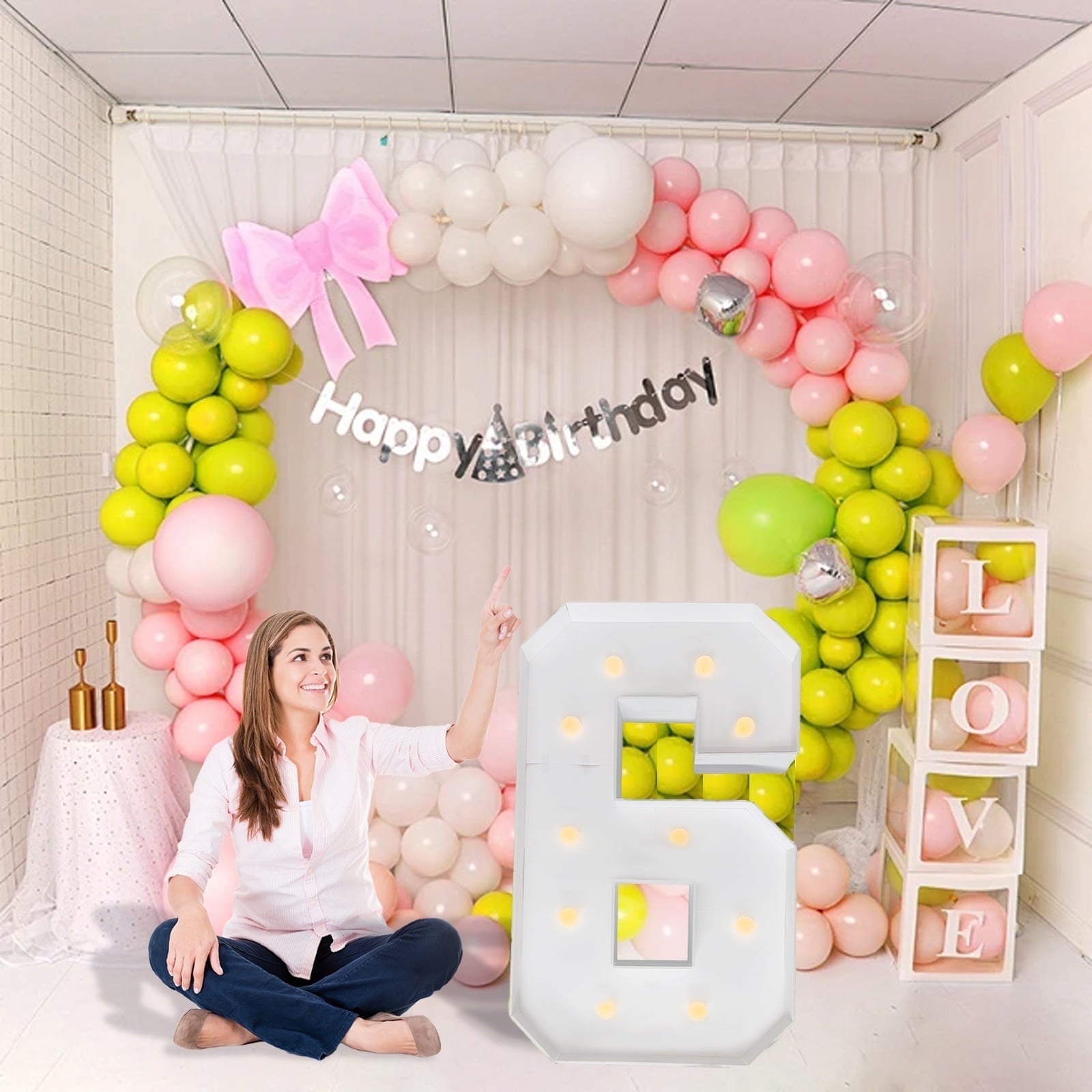 3FT Light Up Marquee Numbers, Warm LED Large Lighted Marquee 2 for 12st 20th 21st Birthday Decoration, Giant Mosaic Light up Number Balloons Anniversary Party Wedding Decoration
