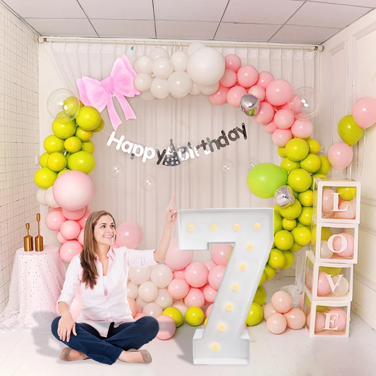 3FT Light Up Marquee Numbers, Warm LED Large Lighted Marquee 2 for 12st 20th 21st Birthday Decoration, Giant Mosaic Light up Number Balloons Anniversary Party Wedding Decoration