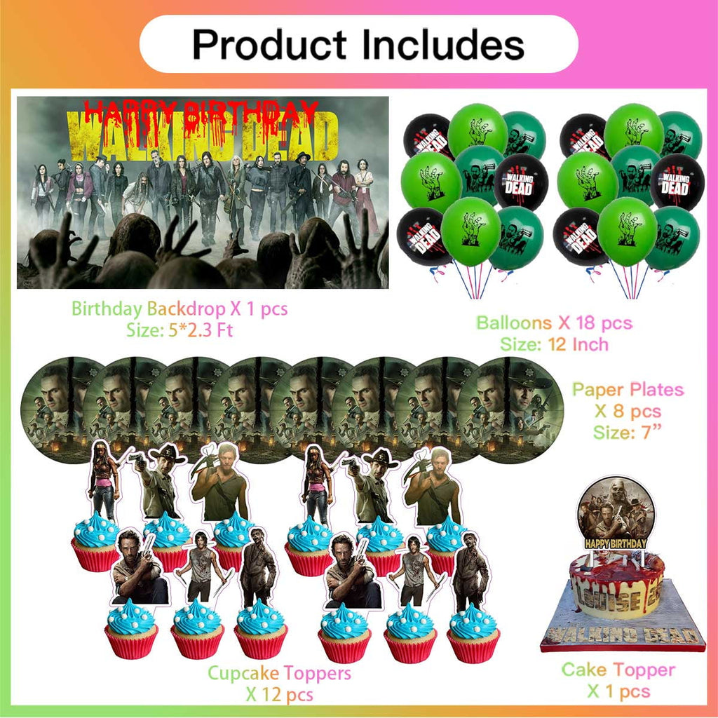 The Walking Dead Balloons Supplies Party Decor Plates Decorations Banner Cake Topper Tableware Banner Backdrop