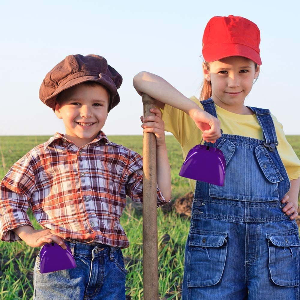 ArtCreativity 3" Purple Metal Cowbell Noisemakers - pack of 12 - Loud Sports & Party Noise Makers