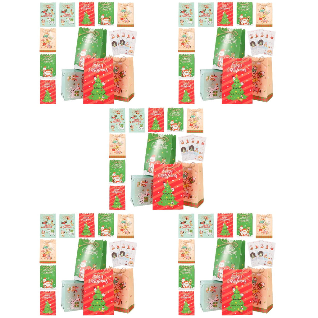 EXHUMKY Multi Color 5 Sets BERTDOMD Christmas Treat Bags Rectangular Wrapping Paper Storage Pouches Party Supplies