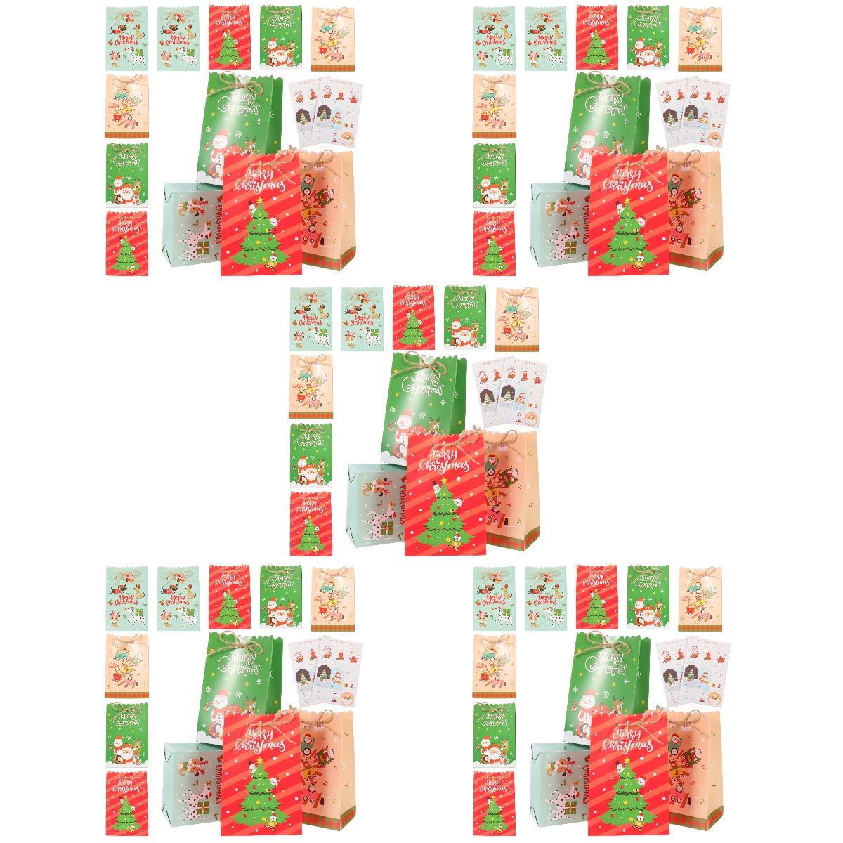 EXHUMKY Multi Color 5 Sets BERTDOMD Christmas Treat Bags Rectangular Wrapping Paper Storage Pouches Party Supplies