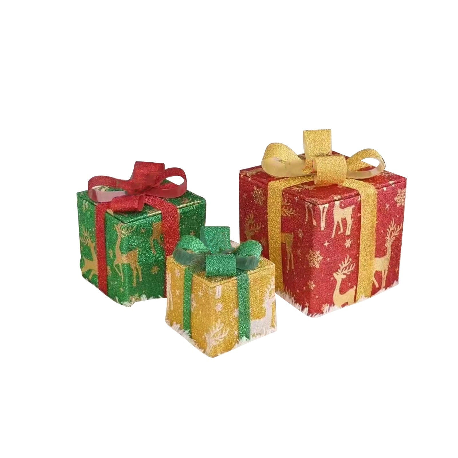 Pompotops Christmas Lighted Gift Boxes Remote Control, Set Of 3 LED Up Decor Outdoor, Up Christmas Boxes Present Decorations Outdoor Yard