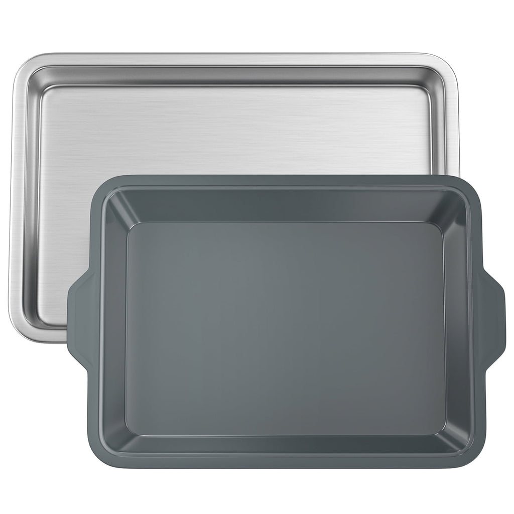 UPTRUST Food Prep BBQ Tray, Grilling Prep and Serve Trays with Silicone Marinade Container for Marinating Meat and Stainless Steel Serving Platter for all your Grilled Barbecue, Grilling Gifts for Men