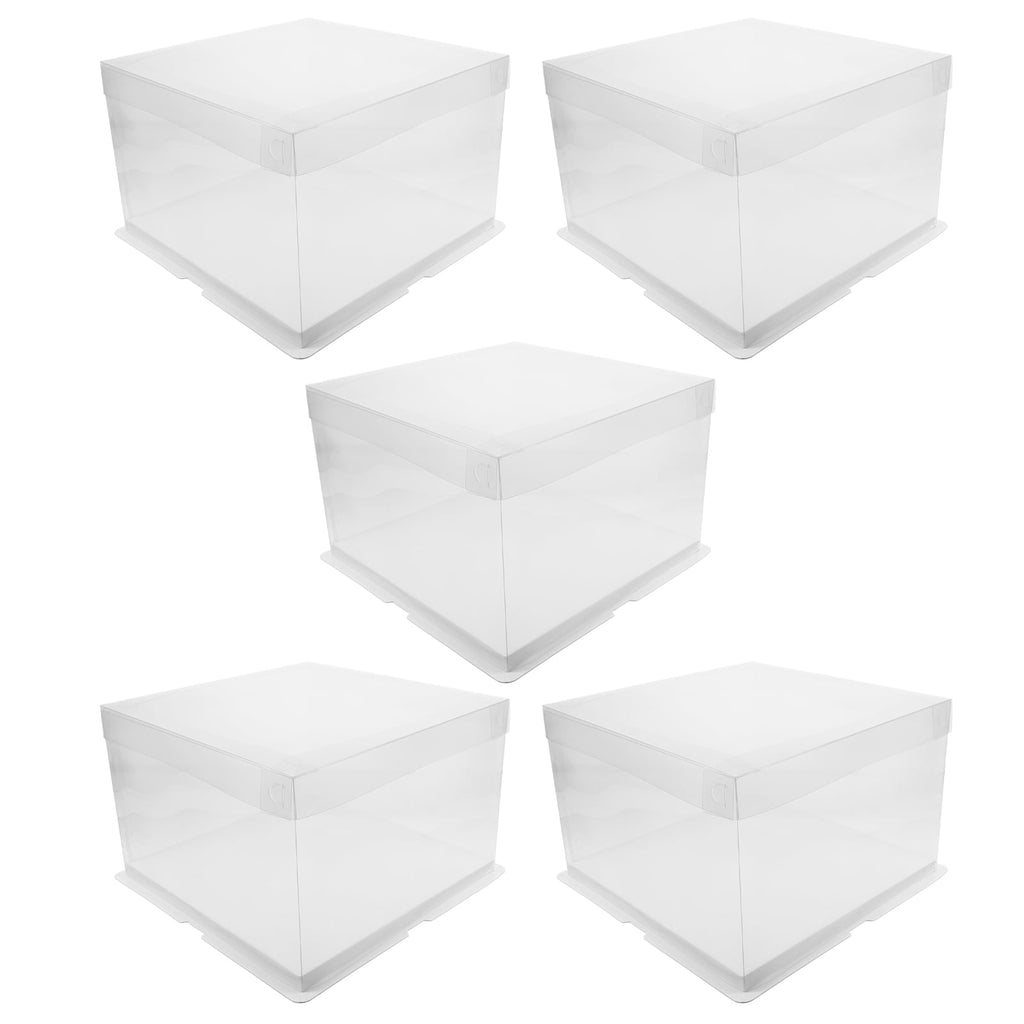 5pcs Transparent Cake Box Candy Gift Box Container Carrier Packaging Box for Birthday Shower Wedding ( 8 inch Single Layer Boxes )
