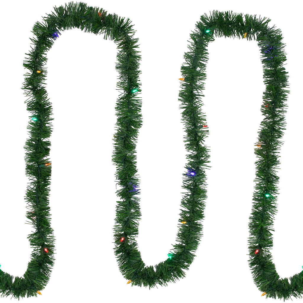 Northlight 18' x 3" Pre-Lit Pine Artificial Christmas Garland, Multicolor LED Lights