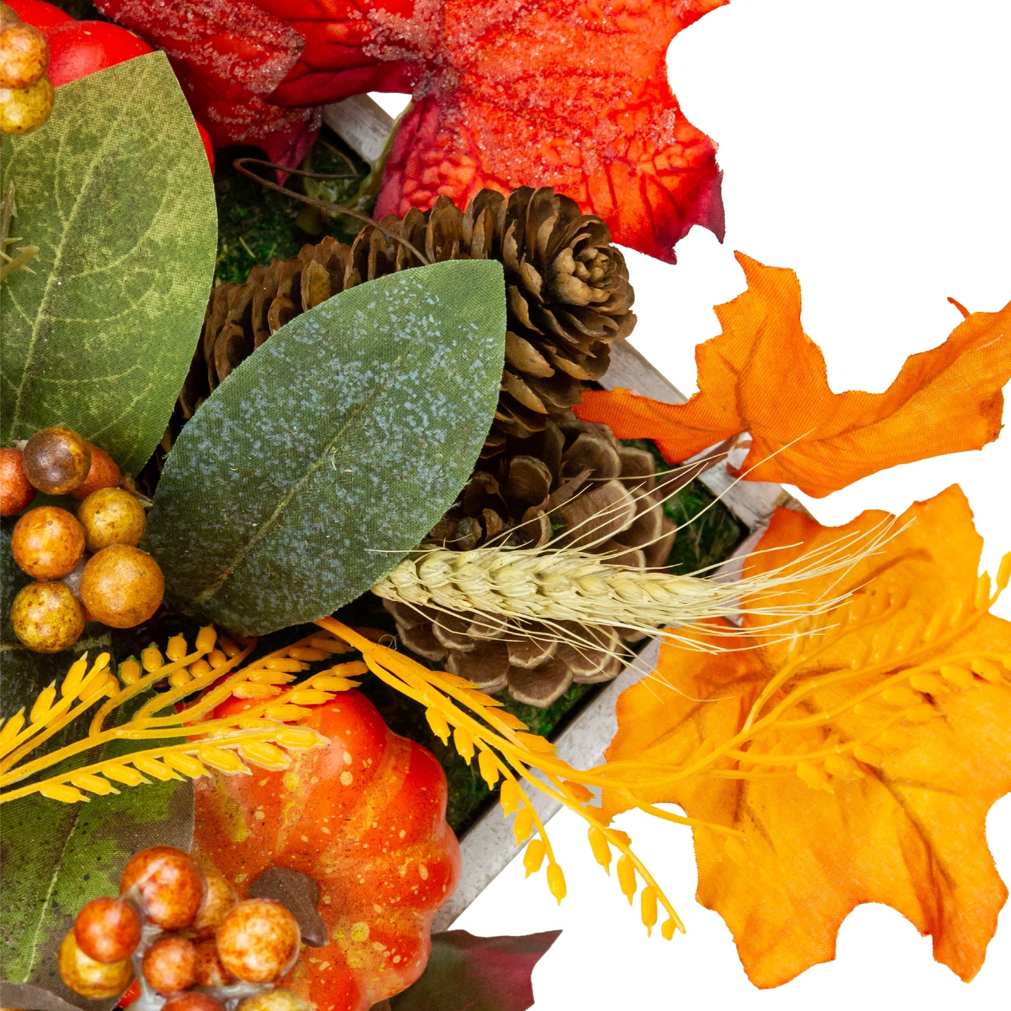 Northlight Autumn Harvest Arrangement in a "Thankful" Rustic Wooden Box Centerpiece - 21"