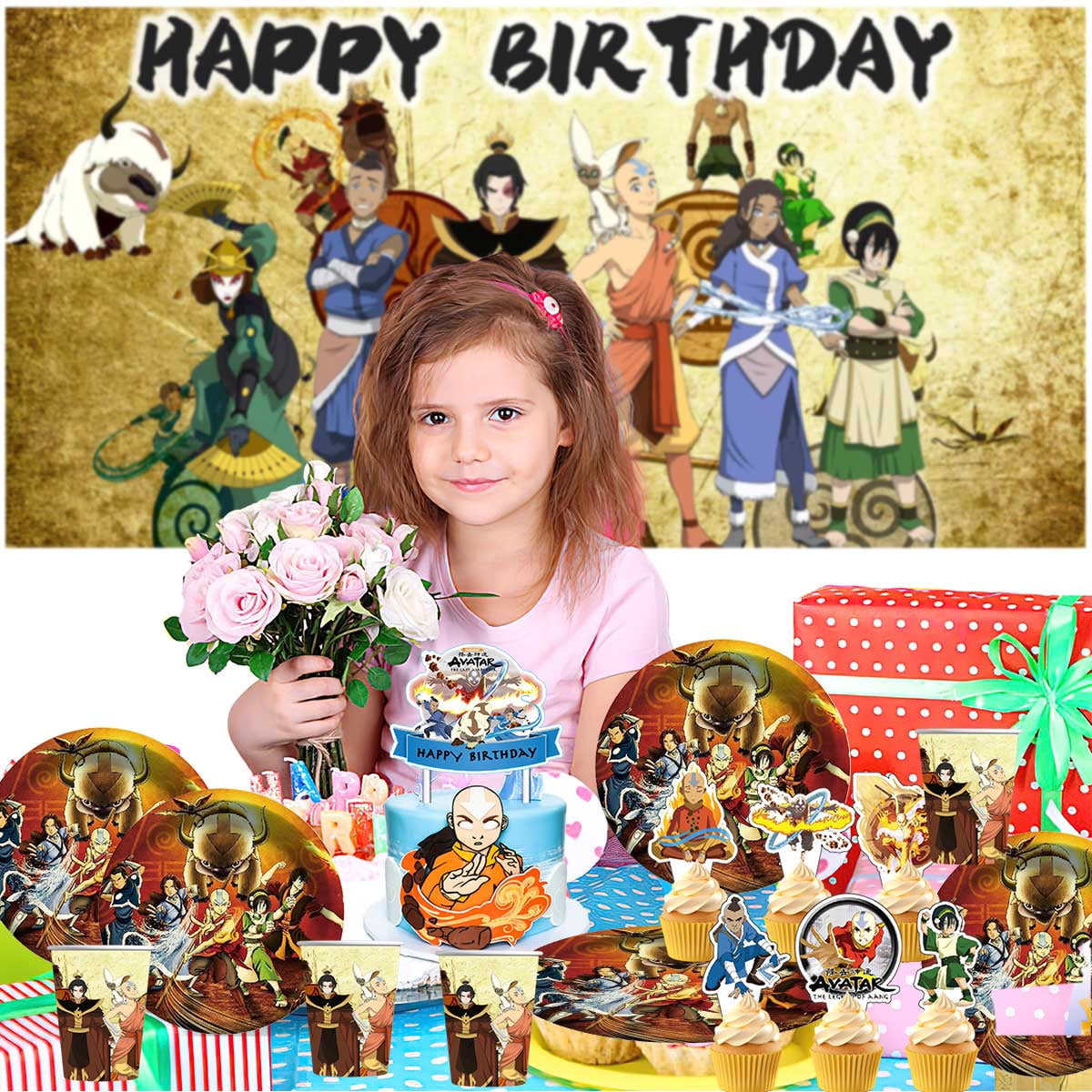 avatar the last airbender Birthday Party Supplies Balloons Plates Decoration Cake Topper Decor Tableware Banner Backdrop