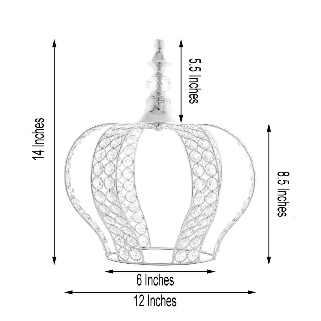 Efavormart 14" Silver Crystal Metallic Royal Crown Cake Topper with 168 Acrylic Beads For Wedding Birthday Party Special Event