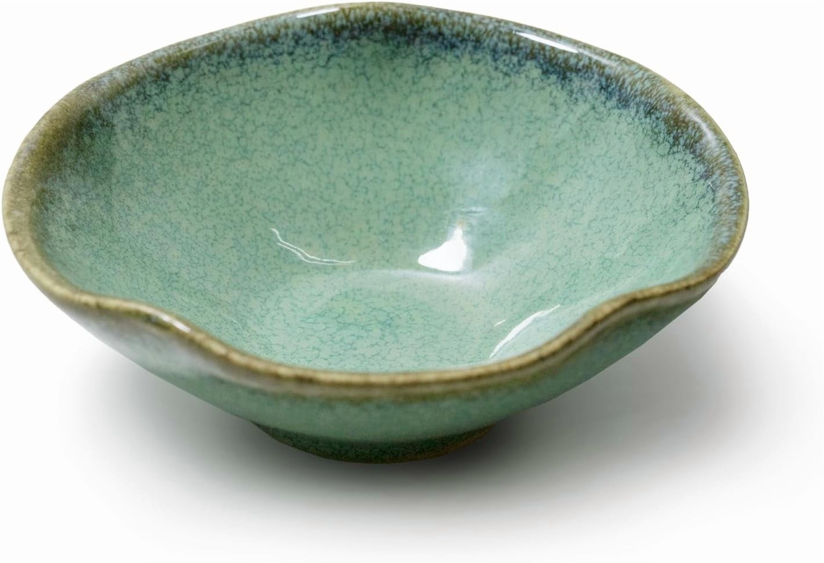 4.72" Small Decorative Bowl, Ceramic Green Key Bowls for Entryway Table, Jewelry Dish, Trinket Holder, Offering Bowl, Bowl, Vintage Home Decor with Unique Irregular Rim