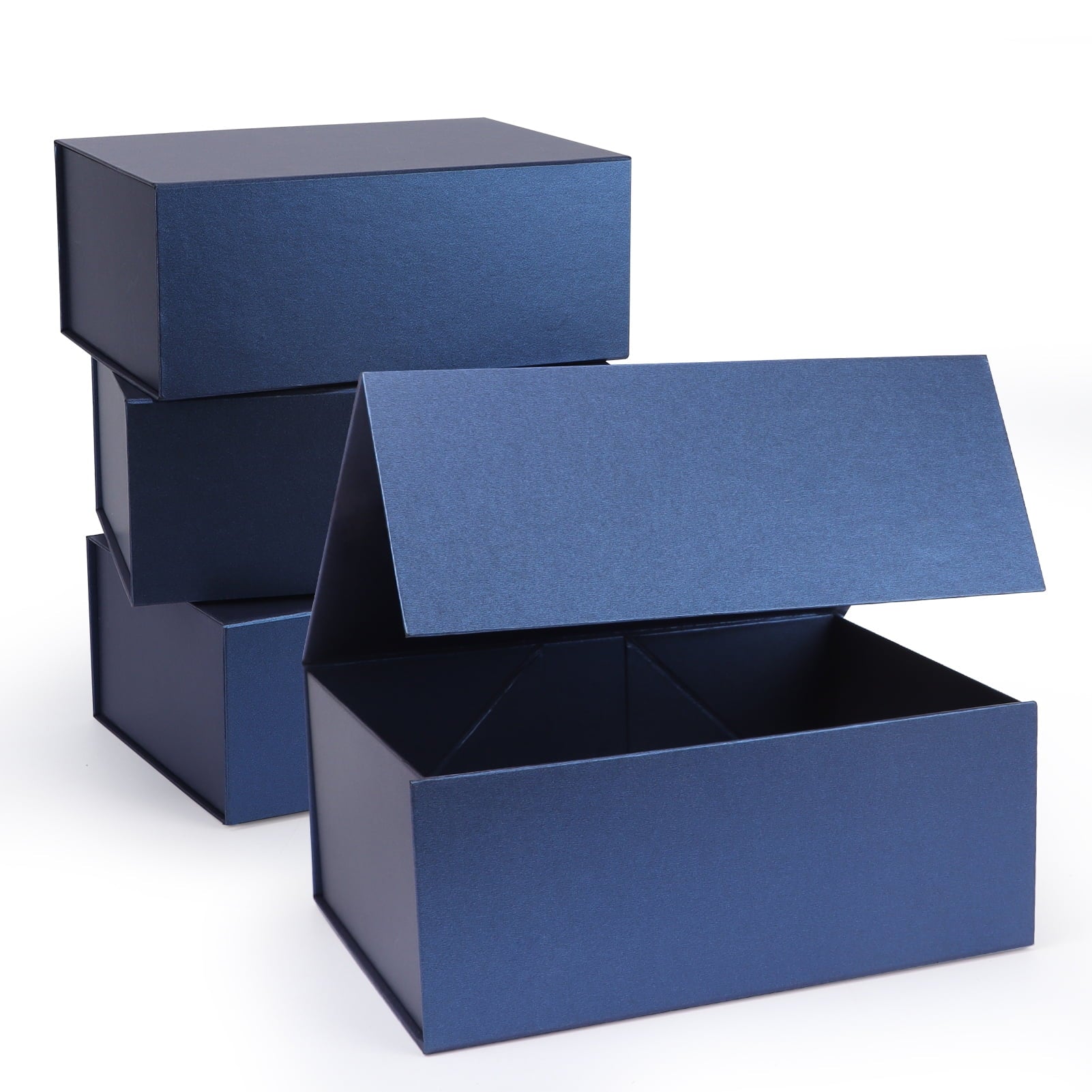 4 Pack Magnetic Closure Boxes Set, 12x8x4 Blue Gift Box with Lid for Party Festival Birthday