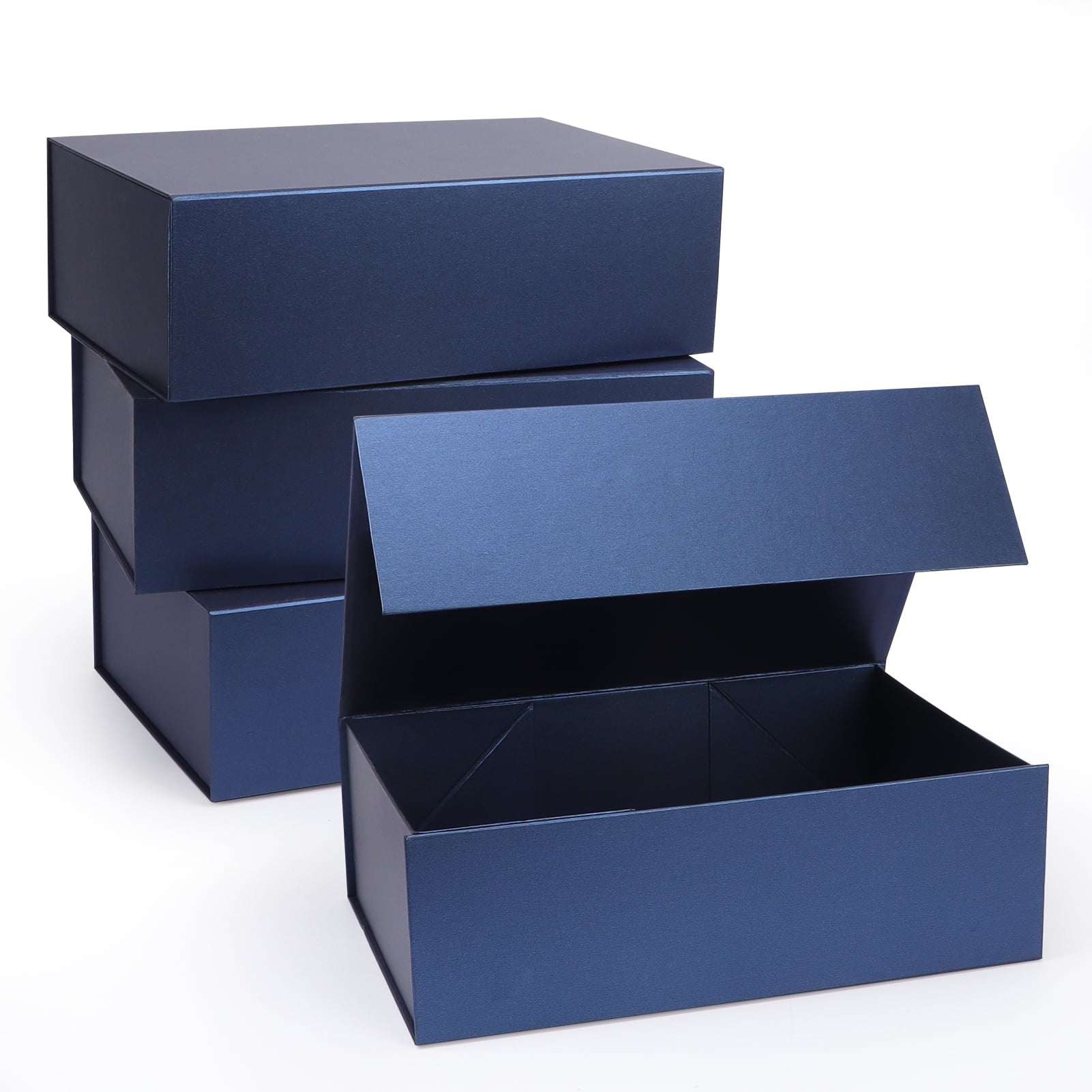 4 Pack Magnetic Closure Boxes Set, 12x8x4 Blue Gift Box with Lid for Party Festival Birthday