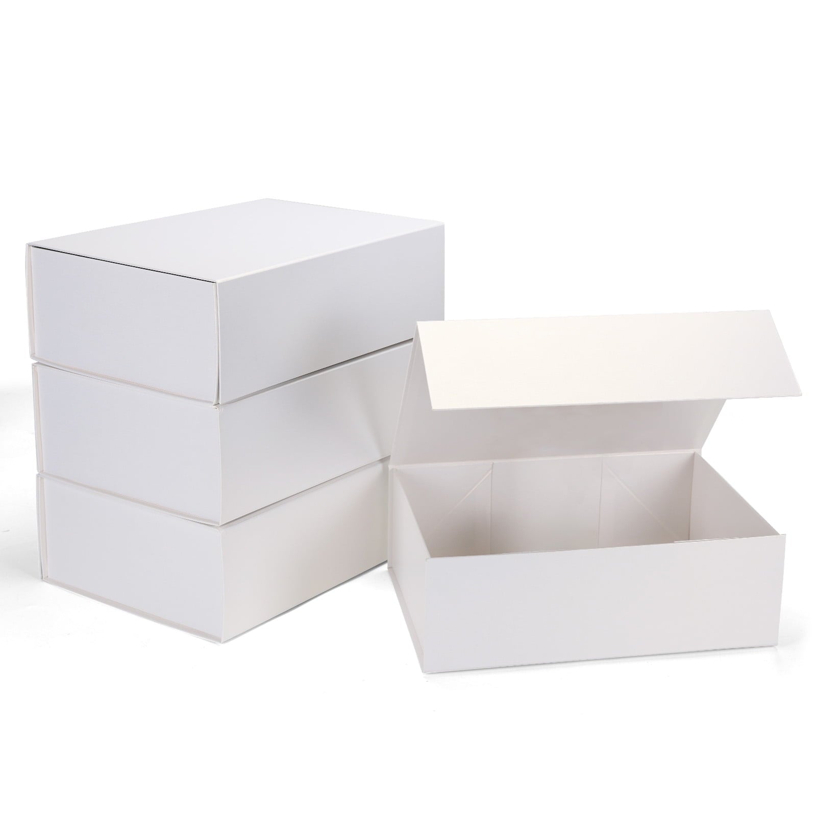 4 Pack Magnetic Closure Boxes Set, 12x9x4 White Gift Box with Lid for Party Festival Birthday