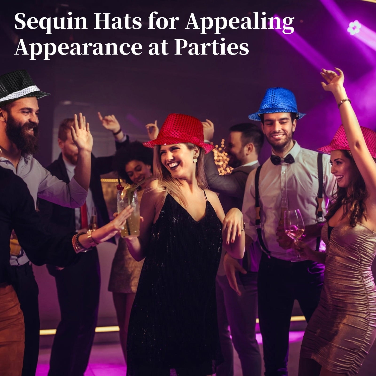12 Pcs Western Glitter Sequin Hat, Solid Color Dance Hat, Women Men Party Prop Supplies