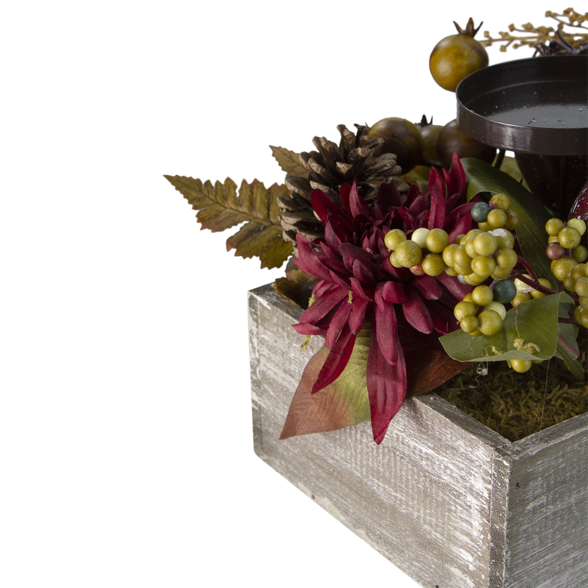 Northlight 24" Autumn Harvest 3-Piece Candle Holder in a Rustic Wooden Box Centerpiece