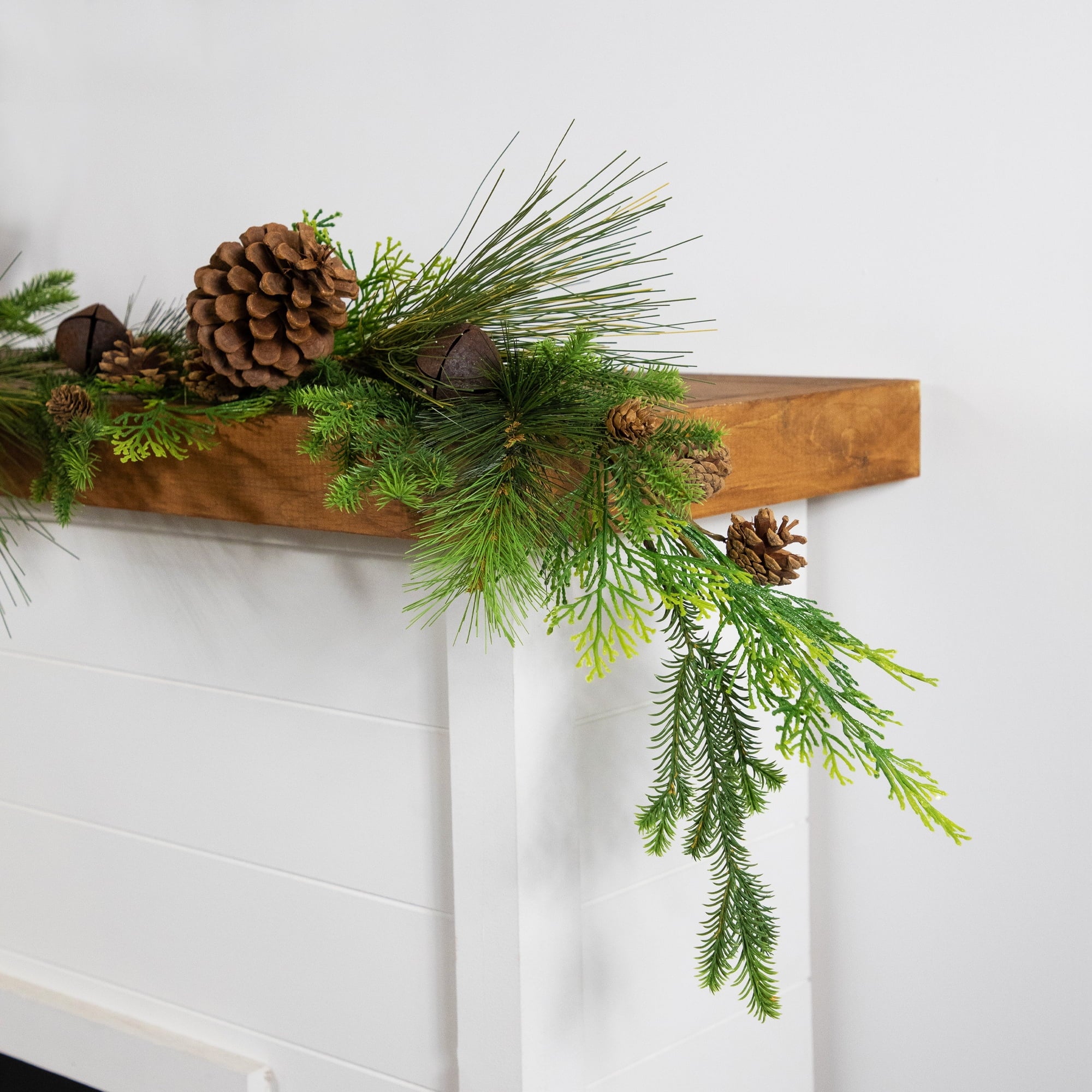 Real Touch?? Jingle Bells and Pinecones Artificial Christmas Garland - 5' x 10" - Unlit