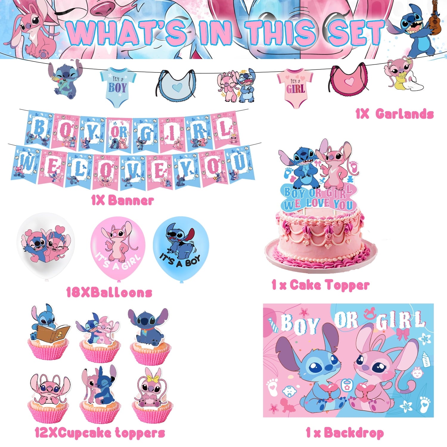 Gender Reveal Decorations Party Supplies Boy or Girl Gender Reveal Banner Balloons, Cupcake Toppers, Backdrop for Baby Shower Pink and Blue Party Decorations
