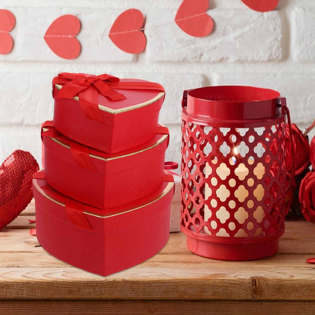 Raindrops 3 Sets  Valentines Day Heart Shaped Boxes Valentines Nesting Cardboard Cookie Box Flower Box Wraps Boxes For Wedding Birthday Present Wrapping Packaging Red