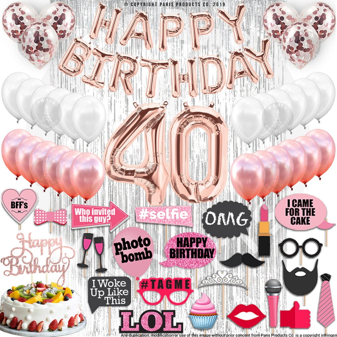 4th Birthday Decorations Party Supplies, Rose Gold 4Number Balloons 4th Foil Mylar Balloons Latex Balloon Decoration 4th Birthday Gifts