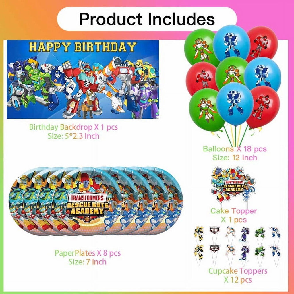Transformer Party Supplies Plates Decorations Birthday Cake Topper Banner Decor Backdrop Balloons