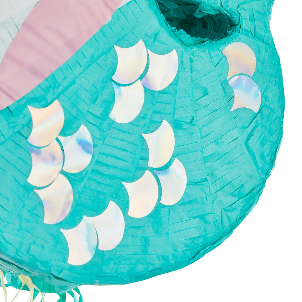 Unicorn Mermaid Pinata - Pull String Pinata for Girls Under the Sea Party Decorations, Rainbow Birthday (Small, 16.5x13x3 In), For Ages 3+