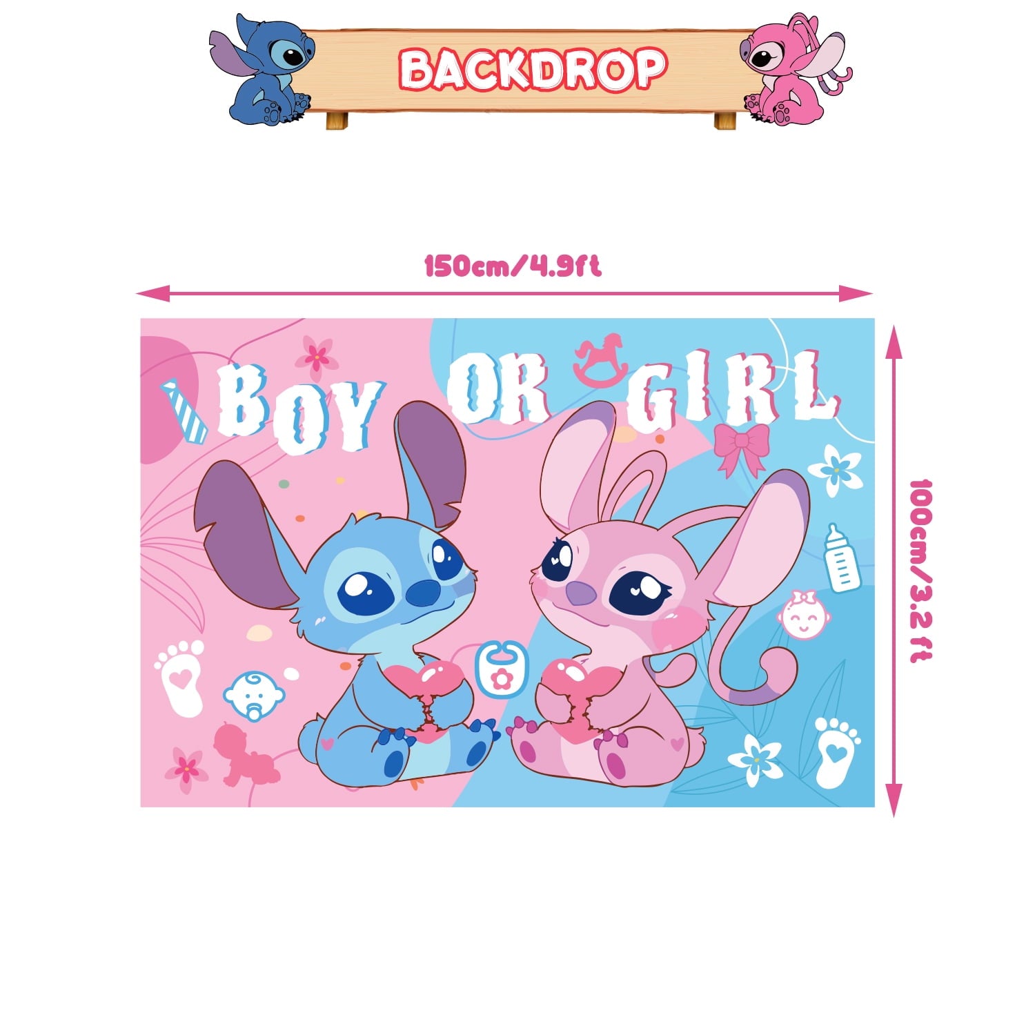 Gender Reveal Decorations Party Supplies Boy or Girl Gender Reveal Banner Balloons, Cupcake Toppers, Backdrop for Baby Shower Pink and Blue Party Decorations