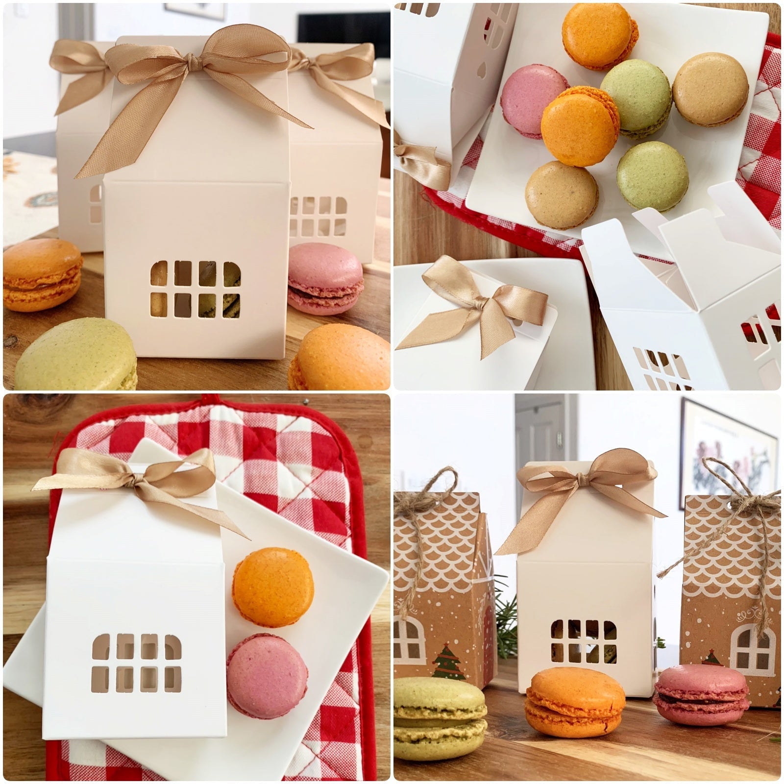 Wrapables House Shaped Gift Boxes with Ribbons for Weddings, Housewarming, Cookies, Candies, Treats, Party Favors (Set of 24)
