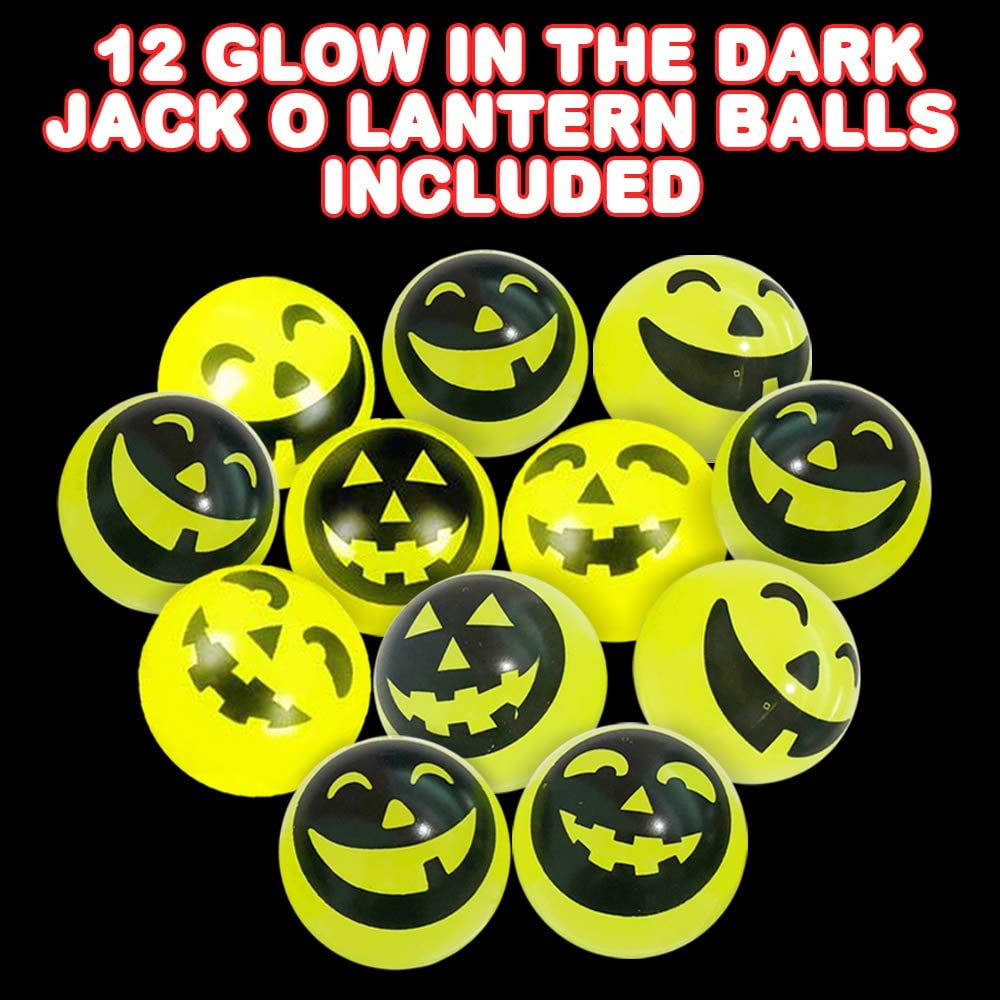 ArtCreativity Glow inITSC&nbsp;The Dark Jack-O-Lantern Bouncing Balls, Pack 1.75 Inch High Bounce Balls for Kids, Trick or Treat Supplies, Glowing Party Favors and Goodie Bag Fillers for Boys & Girls