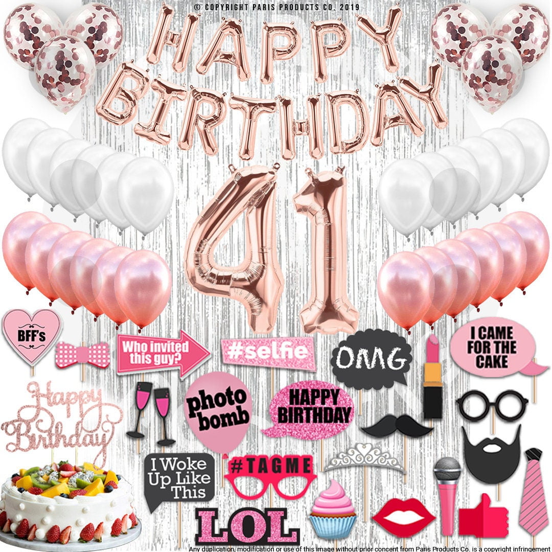 4th Birthday Decorations Party Supplies, Rose Gold 4Number Balloons 4th Foil Mylar Balloons Latex Balloon Decoration 4th Birthday Gifts