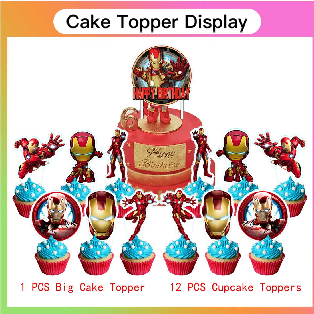 Iron Man Party Supplies Decor Tableware Backdrop Banner Cake Topper Balloons Birthday Decorations