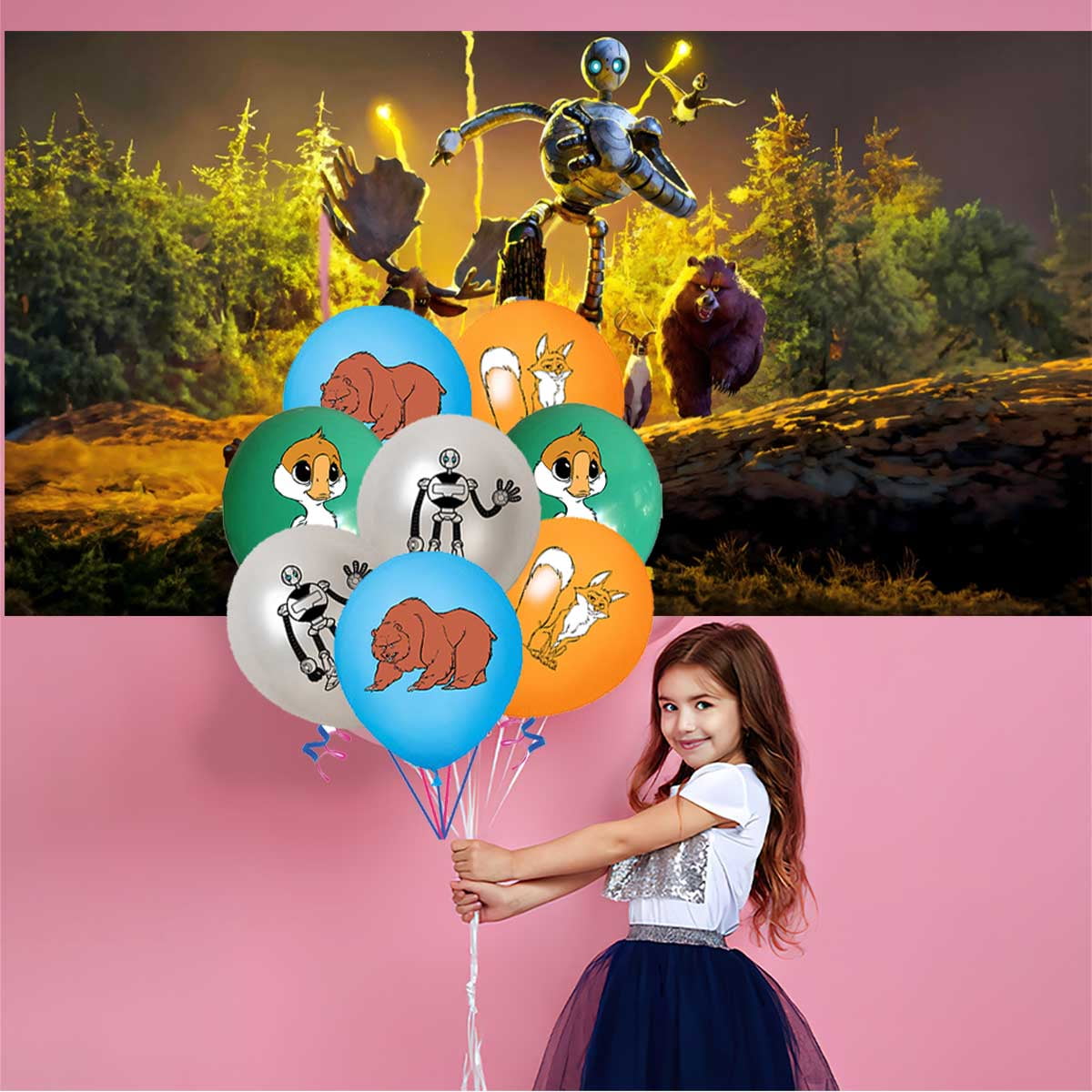 The Wild Robot Birthday Party Supplies Balloons Plates Decoration Cake Topper Decor Tableware Banner Backdrop
